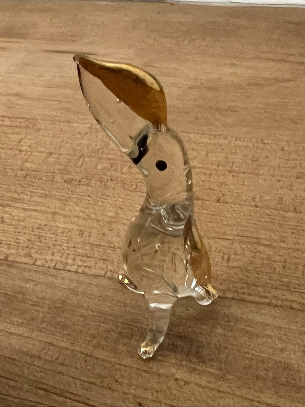 Handcrafted Clear Glass Penguin Figurine with Gold Accent - Home Accents